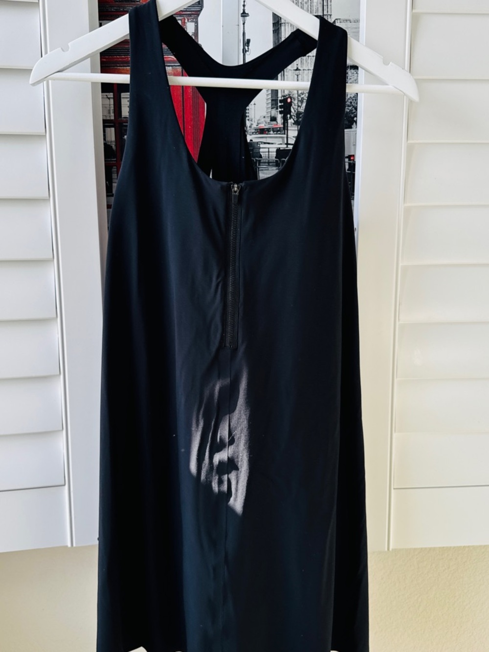 Athleta Santorini Thera Dress Black Racerback Back-Zip Shelf Bra SP